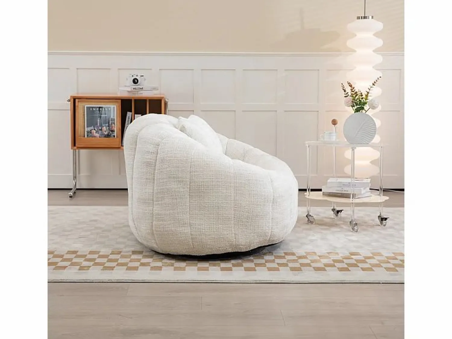 DripeX Sillón Perezoso de Chenilla - 2 Plazas - con 2 Cojines - 62cm Profundidad de Asiento - Carga Máx. 250kg - Beige