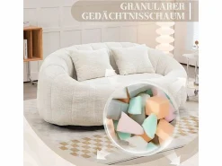 DripeX Sillón Perezoso de Chenilla - 2 Plazas - con 2 Cojines - 62cm Profundidad de Asiento - Carga Máx. 250kg - Beige