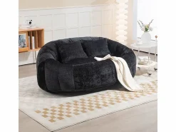 Best DripeX Sillón Perezoso de Chenilla - 2 Plazas - con 2 Cojines - 62cm Profundidad de Asiento - Carga Máx. 250kg - Negro