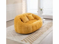 New DripeX Sillón Perezoso de Chenilla - 2 Plazas - con 2 Cojines - 62cm Profundidad de Asiento - Carga Máx. 250kg - Amarillo