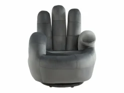 Best Vente-unique Sillón pivotante forma de mano CATCHY terciopelo antracita Gris antracita