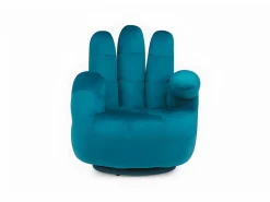 Vente-unique Sillón pivotante forma de mano CATCHY terciopelo verde azul
