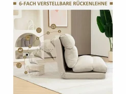 Discount Sillón plegable regulable en 6 posiciones, cojín grueso, función cama, poliéster, (70x72x56cm) Beige