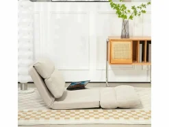 Discount Sillón plegable regulable en 6 posiciones, cojín grueso, función cama, poliéster, (70x72x56cm) Beige