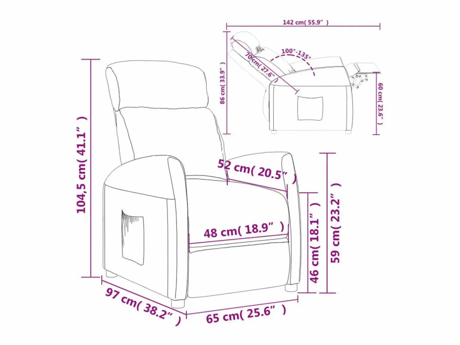 Sale vidaxl Sillón reclinable de tela amarillo claro Rojo