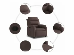 vidaxl Sillón reclinable de tela marrón oscuro