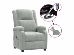 vidaxl Sillón reclinable eléctrico de terciopelo claro