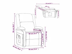 vidaxl Sillón reclinable eléctrico de terciopelo claro