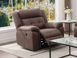 Discount Vente-unique Sillón reclinable eléctrico de microfibra con aspecto de cuero envejecido marrón ORTIANO Marru00f3n