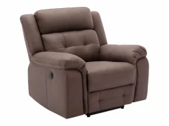Discount Vente-unique Sillón reclinable eléctrico de microfibra con aspecto de cuero envejecido marrón ORTIANO Marru00f3n