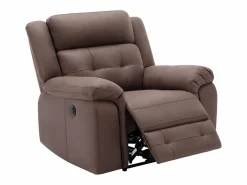 Discount Vente-unique Sillón reclinable eléctrico de microfibra con aspecto de cuero envejecido marrón ORTIANO Marru00f3n