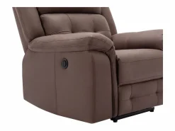 Discount Vente-unique Sillón reclinable eléctrico de microfibra con aspecto de cuero envejecido marrón ORTIANO Marru00f3n