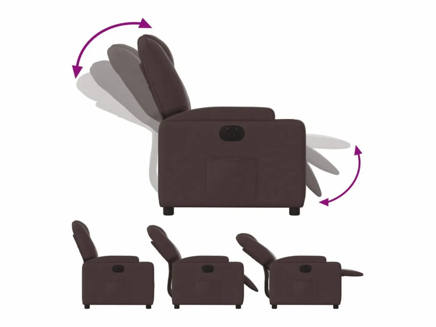 vidaxl Sillón reclinable eléctrico tela marrón oscuro