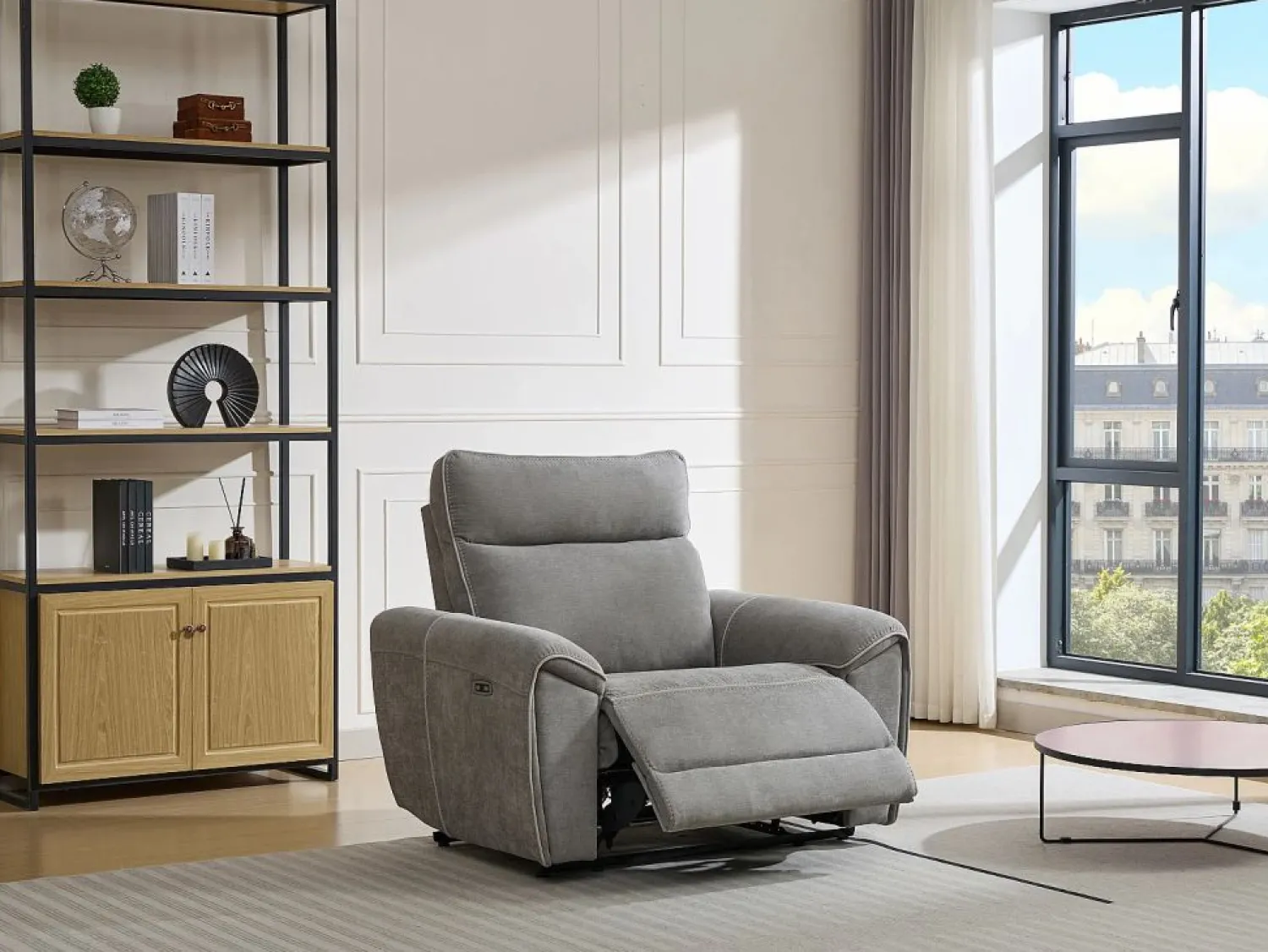 Vente-unique Sillón reclinable eléctrico de tela DJARALO