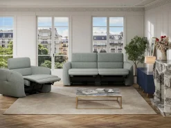Outlet Vente-unique Sillón reclinable eléctrico de tela jaspeado OZARTO Gris
