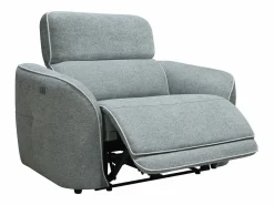 Outlet Vente-unique Sillón reclinable eléctrico de tela jaspeado OZARTO Gris