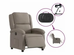 Discount vidaxl Sillón reclinable eléctrico tela gris taupé Topo