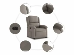 Discount vidaxl Sillón reclinable eléctrico tela gris taupé Topo