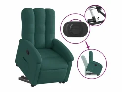 vidaxl Sillón reclinable elevable tela oscuro