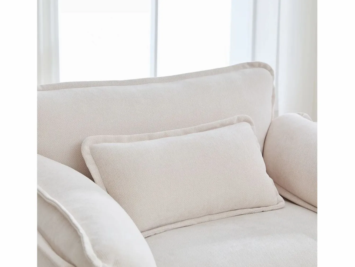 Clearance Sillón reclinable individual con otomana - Sillón lounge de chenilla con respaldo alto - Integración de bolsillos laterales Beige