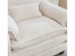 Clearance Sillón reclinable individual con otomana - Sillón lounge de chenilla con respaldo alto - Integración de bolsillos laterales Beige