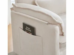 Clearance Sillón reclinable individual con otomana - Sillón lounge de chenilla con respaldo alto - Integración de bolsillos laterales Beige
