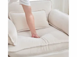 Clearance Sillón reclinable individual con otomana - Sillón lounge de chenilla con respaldo alto - Integración de bolsillos laterales Beige
