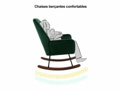 Discount Sillón reclinable tapizado en terciopelo con soporte lumbar, ideal para sala de estar y dormitorio infantil, color Sillón Balancín