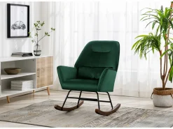 Discount Sillón reclinable tapizado en terciopelo con soporte lumbar, ideal para sala de estar y dormitorio infantil, color Sillón Balancín