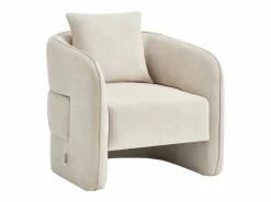 Vente-unique Sillón redondeado de tela jaspeada color LANITO Beige
