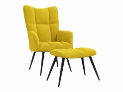 vidaxl Sillón relajante con taburete de terciopelo mostaza