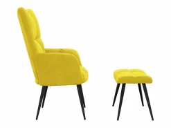 vidaxl Sillón relajante con taburete de terciopelo mostaza