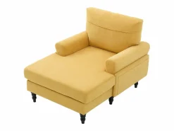 Outlet Sillón Relax de 1 Plaza en Chenilla - Respaldo Envolvente, Asiento Extra Profundo 100cm, Estructura 250kg - Para Salón, Oficina o Balcón - Patas de Madera Maciza Amarillo
