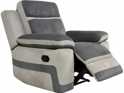 Best Vente-unique Sillón relax de microfibra TALCA - Antracita y gris claro Gris antracita