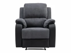 Vente-unique Sillón relax de microfibra y piel sintética gris y negro BRODY