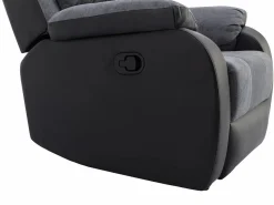 Vente-unique Sillón relax de microfibra y piel sintética gris y negro BRODY