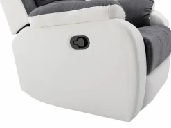 Online Sillón relax de microfibra y piel sintética gris y blanco BRODY Sillón Relax