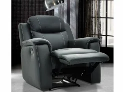 Online Vente-unique Sillón relax de piel de becerro en color gris EVASION Gris antracita