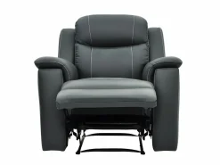 Online Vente-unique Sillón relax de piel de becerro en color gris EVASION Gris antracita