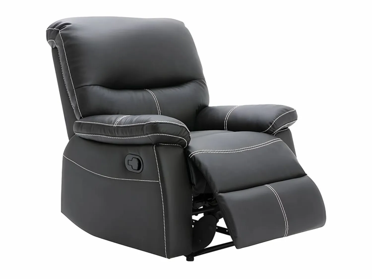 Vente-unique Sillón relax de piel sintética negra 5 niveles de inclinación CANBY