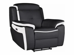 Clearance Vente-unique Sillón relax eléctrico de piel ANGELIQUE - No ir/blanco Negro / Blanco