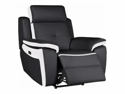 Clearance Vente-unique Sillón relax eléctrico de piel ANGELIQUE - No ir/blanco Negro / Blanco