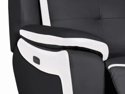Clearance Vente-unique Sillón relax eléctrico de piel ANGELIQUE - No ir/blanco Negro / Blanco