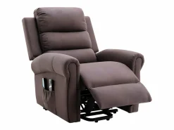 Discount Sillón relax eléctrico de tela marrón LOVARI Sillón De Masaje