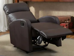 New Vente-unique Sillón relax manual piel sintética color marrón - ISAO Marru00f3n chocolate