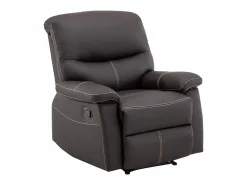 Hot Vente-unique Sillón relax mecánico de piel sintética marrón CANBY Marru00f3n
