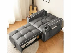 ModernLuxe Sillón retráctil de terciopelo - con portavasos + soporte para teléfono móvil -