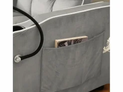 New Sillón retráctil de terciopelo - con portavasos + soporte para teléfono móvil - Sillón Cama