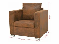 Mobikasa Sillón sillón sillón club sofá salón piel sintética marrón 1102124/3