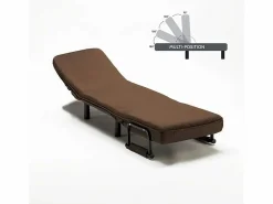 Le roi du relax Sillón Sofá cama plegable individual de tela Deborah - Marrón Marru00f3n
